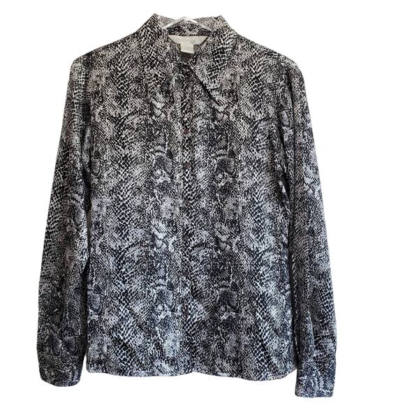Snakeskin long sleeve silk blouse size Medium - Picture 1 of 5